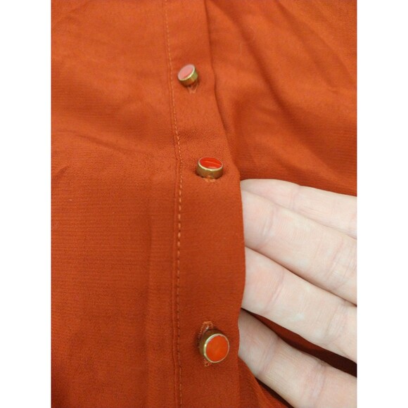 Koton Size EUR 38 (US 6) Sheer Lined Button Up Ruffle Trim Top Orange Rust - Picture 4 of 9
